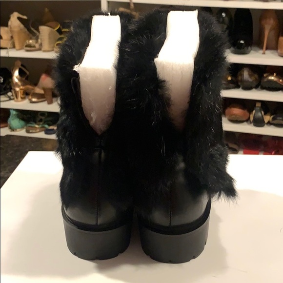 Charles David black leather fur boots size 9M - Picture 4 of 8